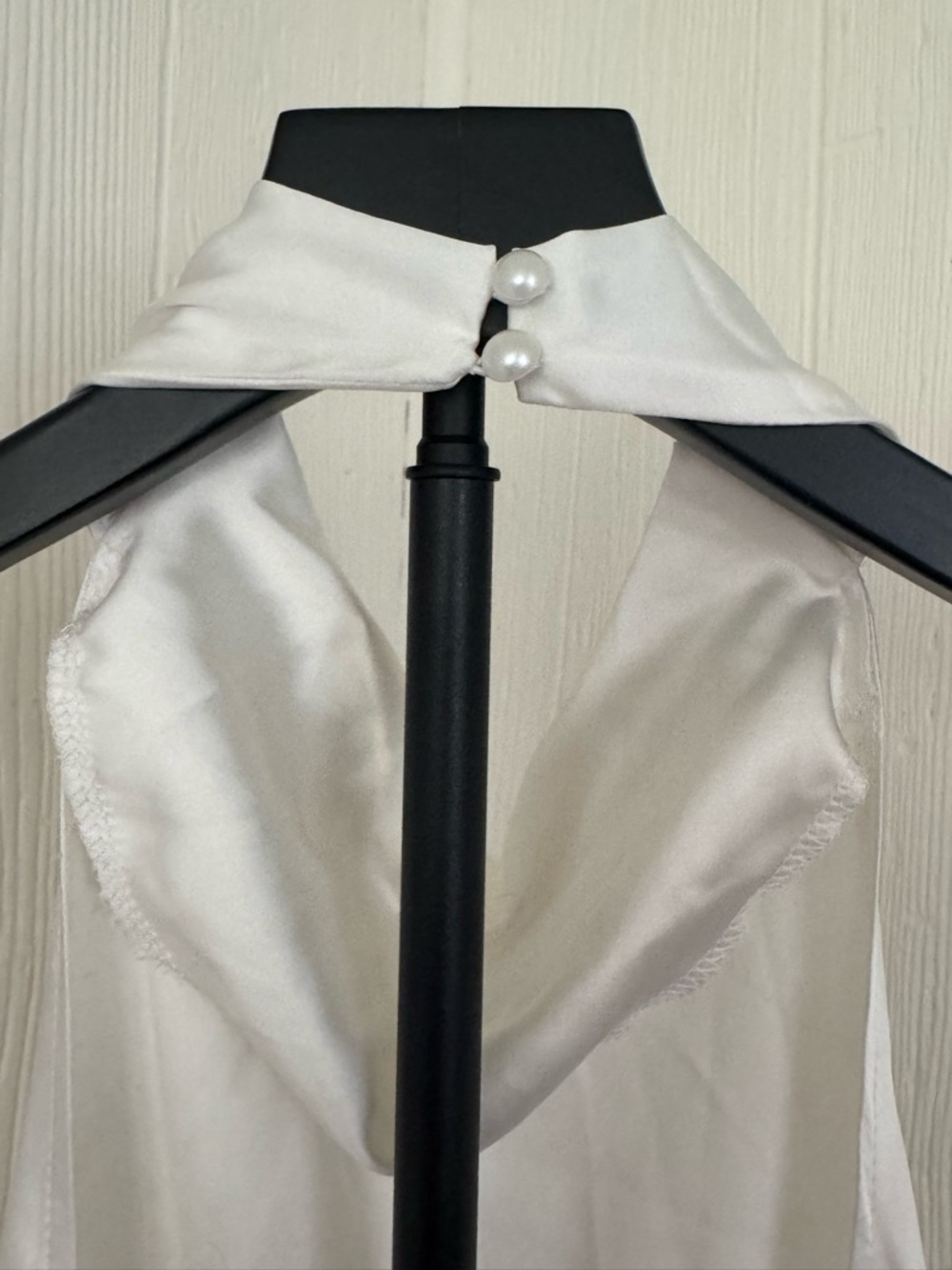 NWOT Nasty Gal Ivory Satin Halter Cowl Neck Slip Dress US 4 - Picture 5 of 7